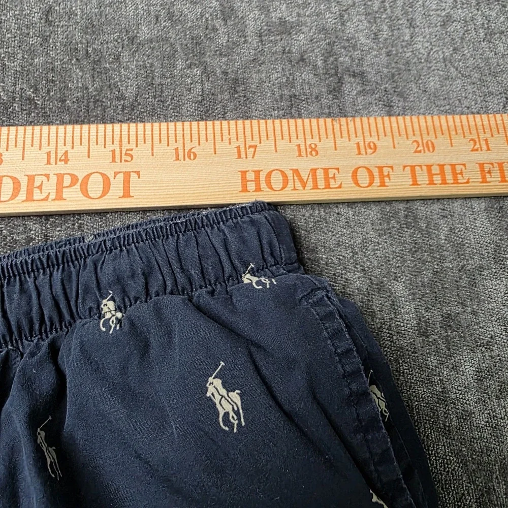 Polo Ralph Lauren Pajama Shorts Mens XL Navy Blue AOP Allover Pony Pockets 35x8